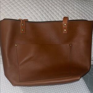 Large zip Tote in honey Portland Leather PLG
